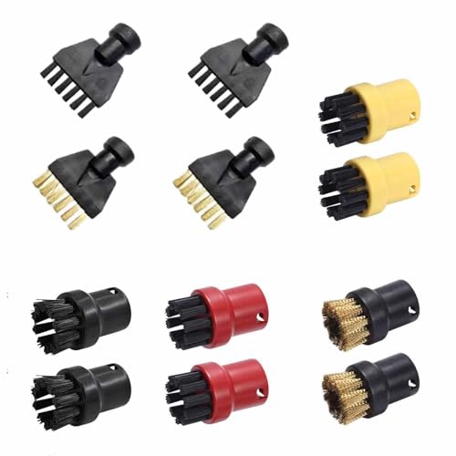 NIYATA 12 Stück Dampfreiniger Zubehör für Kärcher SC1 SC2 SC3 SC4 SC5,Dampfreiniger Bürste,Dampfreiniger Ersatzteile Sätze,8 Kleine Rundbürstendüse,4 Fugenbürste von NIYATA