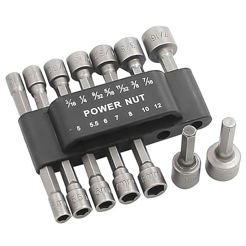 NIYATA 14 Stück sechskant steckschlüssel set 5mm-12mm für Bohrer oder Akkuschrauber von NIYATA