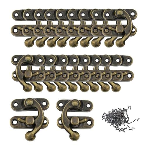 NIYATA 20 Stück Antiker Vintage Schnell Verschluss,32mm x 27mm Riegelhaken Antik,Bronze Haspe Antik,Antike dekorative Haspe,Schmuckkisten,Weinkisten von NIYATA