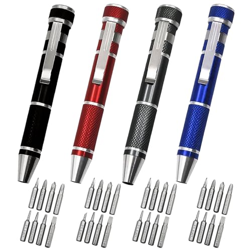 NIYATA 4 Sätze Schraubendreher im Kugelschreiberdesign 8 in1,Mini schraubendreher Stift,Teiliger Stiftschraubendreher,Schlitz-Kreuzschraubendreher für Brillen Reparatur,Feinmechaniker NIYATA 4 Sätze Schraubendreher im Kugelschreiberdesign 8 in1,Mini schraubendreher Stift,Teiliger Stiftschraubendreher,Schlitz-Kreuzschraubendreher für Brillen Reparatur,Feinmechaniker von NIYATA