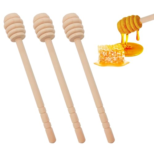 NIYATA Honiglöffel aus Holz, Honigrührer, Holz, 15 cm, Honiglöffel, Naturholz, geeignet für Honig, Marmelade, 3 Stück von NIYATA