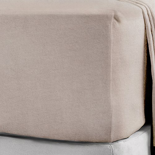 Extra tiefe Spannbettlaken aus 100 % gebürstetem Baumwoll-Flanell, 40 cm tief, in 12 Farben, beige, Super King von NIYS Luxury Bedding