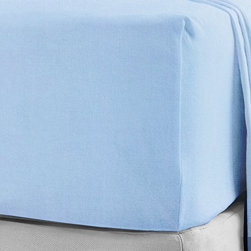 Extra tiefe Spannbettlaken aus 100 % gebürstetem Baumwoll-Flanell, 40 cm tief, in 12 Farben, himmelblau, Super King von NIYS Luxury Bedding