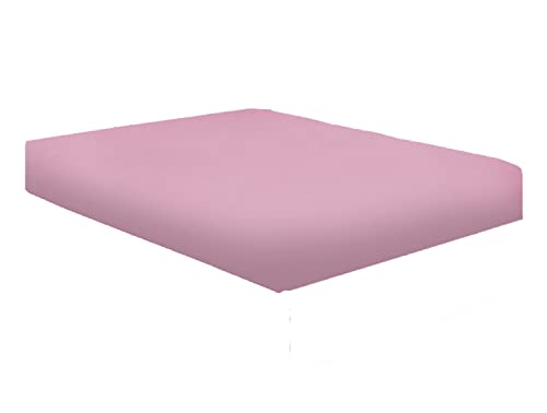 Spannbettlaken, 23 cm tief, 100% ägyptische Baumwolle, Matrimonio, Rosa von NIYS Luxury Bedding