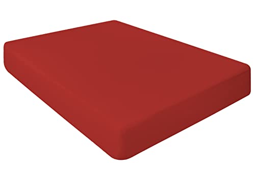 Spannbettlaken, 23 cm tief, 100% ägyptische Baumwolle, Einzelbett, Rot von NIYS Luxury Bedding