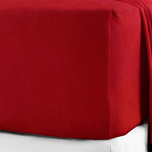 NIYS Luxury Bedding Spannbettlaken, 100 % gebürstete Baumwolle, Biber, 30 cm, 12 Boxen, erhältlich in 12 Farben (Einzelbett, Rot) von NIYS Luxury Bedding