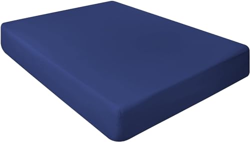 NIYS Luxury Bedding Spannbettlaken aus 100 % ägyptischer Baumwolle, 25 cm, für Doppelbett, Marineblau von NIYS Luxury Bedding