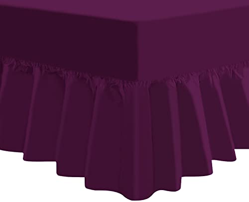 NIYS Luxus-Spannbettlaken, extra tief, mit Rüschen, in 14 Farben erhältlich, Plum/Purple, Doppelbett NIYS Luxus-Spannbettlaken, extra tief, mit Rüschen, in 14 Farben erhältlich, Plum/Purple, Doppelbett von NIYS Luxury Bedding