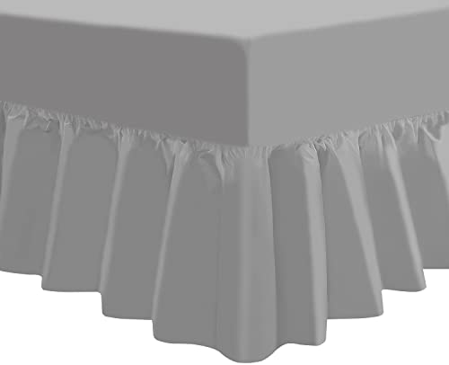 NIYS Luxus-Spannbettlaken, extra tief, mit Rüschen, in 14 Farben erhältlich, silber, Doppelbett von NIYS Luxury Bedding