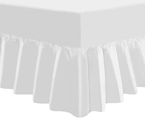 NIYS Luxus-Spannbettlaken, extra tief, mit Rüschen, in 14 Farben erhältlich, weiß, King Size von NIYS Luxury Bedding