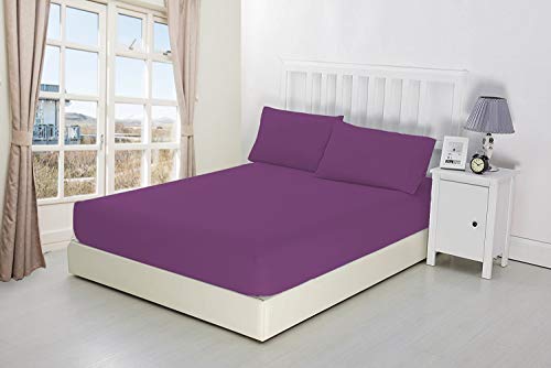 Niys Luxury Bedding Spannbettlaken, extra tief, 40 cm tief, Perkal King Size Violett/Aubergine von NIYS Luxury Bedding