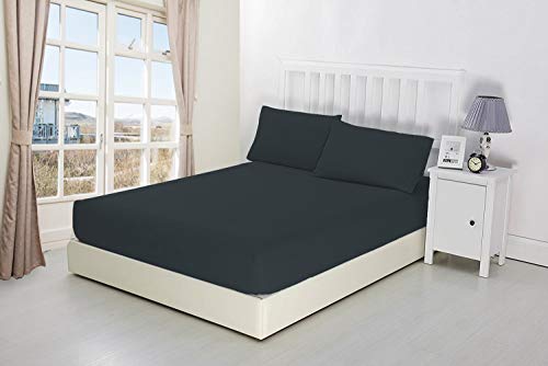 Niys Luxury Bedding Spannbettlaken, extra tief, 40 cm tief, Perkal King Size anthrazit von NIYS Luxury Bedding