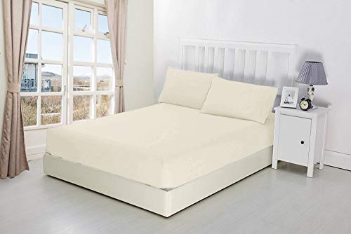 Niys Luxury Bedding Spannbettlaken, extra tief, 40 cm tief, Perkal King Size cremefarben von NIYS Luxury Bedding
