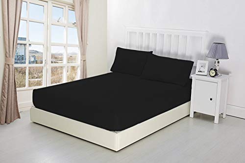 Niys Luxury Bedding Spannbettlaken, extra tief, 40 cm tief, Perkal Super King Schwarz von NIYS Luxury Bedding