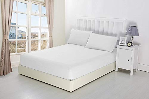 Niys Luxury Bedding Spannbettlaken, extra tief, 40 cm tief, Perkal Super King weiß von NIYS Luxury Bedding