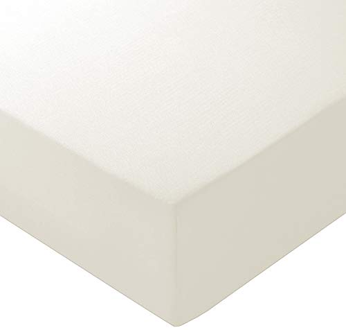 Spannbettlaken, feinste 100 % ägyptische Baumwolle, 23 cm, Cremefarben/elfenbeinfarben, Doppelbett von NIYS Luxury Bedding