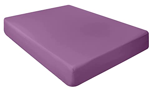 Spannbettlaken, feinste 100 % ägyptische Baumwolle, 23 cm, Purple/Aubergine, Doppelbett Spannbettlaken, feinste 100 % ägyptische Baumwolle, 23 cm, Purple/Aubergine, Doppelbett von NIYS Luxury Bedding