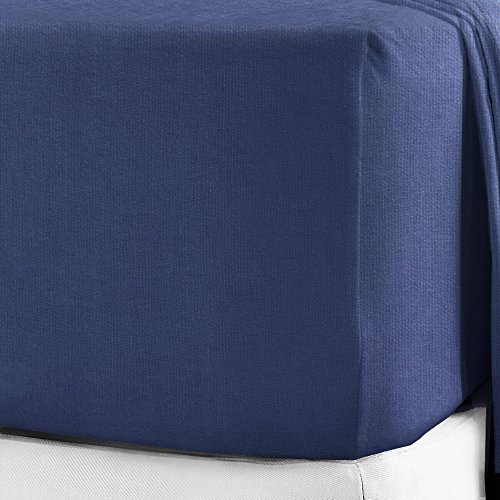 Spannbettlaken aus 100 % gebürstetem Baumwollflanell, 25 cm King Size navy von NIYS Luxury Bedding