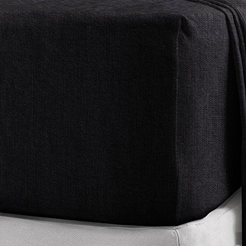 Spannbettlaken aus 100 % gebürstetem Baumwollflanell, 25 cm King Size schwarz von NIYS Luxury Bedding