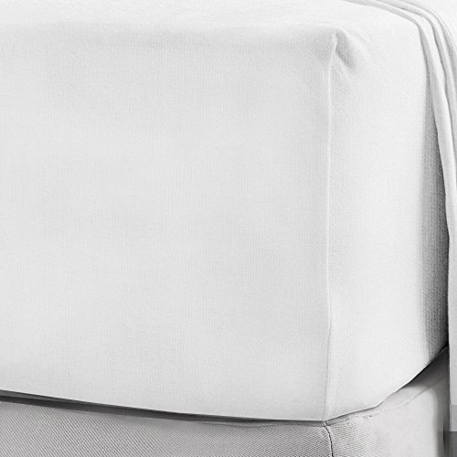 Spannbettlaken aus 100 % gebürstetem Baumwollflanell, 25 cm Super King weiß von NIYS Luxury Bedding