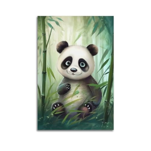 NIZIEE Tier-Kunstwerk-Poster, Panda im Bambuswald, dekoratives Gemälde, Leinwand-Poster, 40 x 60 cm von NIZIEE