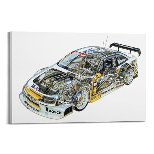 NIZIEE Vintage Rennauto Poster für Opel Calibra Anatomie Diagramm Dekorative Malerei Leinwand Poster 20x30inch(50x75cm) von NIZIEE