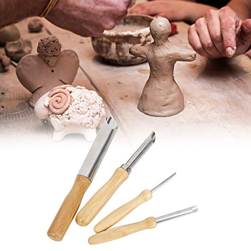 Holzgriff Ton Kreis Lochschneider Skulptur Werkzeug Schnitzen Bohren für Keramik Modellierung [Künstler] (4 Runde) von NIZUUONE
