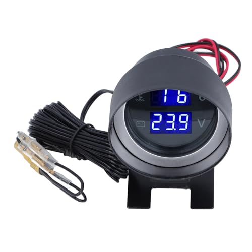 NIZUUONE 2 in 1 Digitale Wassertemperaturmesserspannungsmesser Hohe Genauigkeit Universal Fit für Cars Trucks RVS 12 V Bis 36 V mit Alarmalarm & Easy Read Display von NIZUUONE