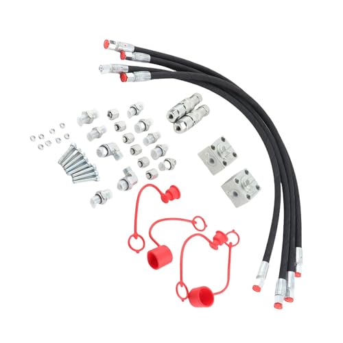 NIZUUONE 3-Wege-Diverter-Ventil-Ausgravator Hydraulikverbindungsblock-Kit-Legierung Stahl 2 Hilfspflichten für 1-2 Tonnen -Bagger mit 31-Zoll-Flexibilschläuchen Schnellanschlüsse von NIZUUONE