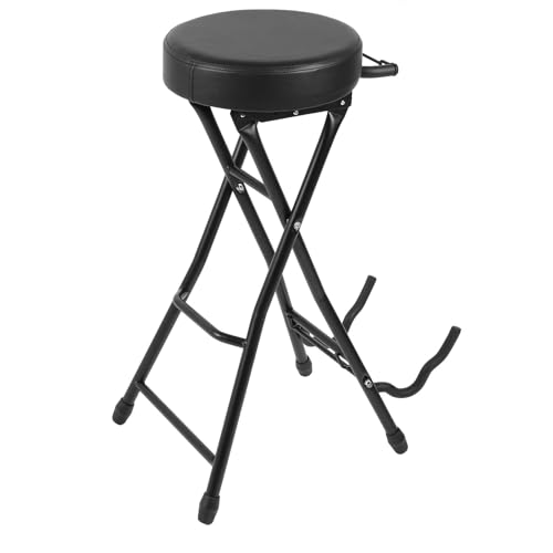 NIZUUONE Gitarrenhocker-Stuhlstuhl Gitarrensitz Faltbar mit Footrest & Eingebauter Ständer für Akustische Elektro-Bass-Geiger 29,1 Zoll Höhe 300 Lb Kapazität von NIZUUONE