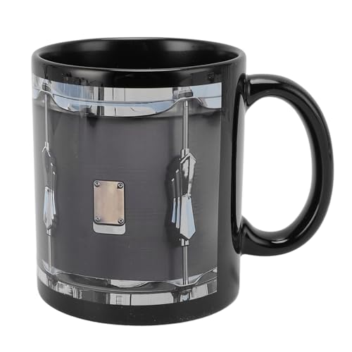 NIZUUONE Kaffeetasse, 11oz Keramik Edelstahl Vintage Lustiger Player Tasse für Musikliebhaber (Black) von NIZUUONE