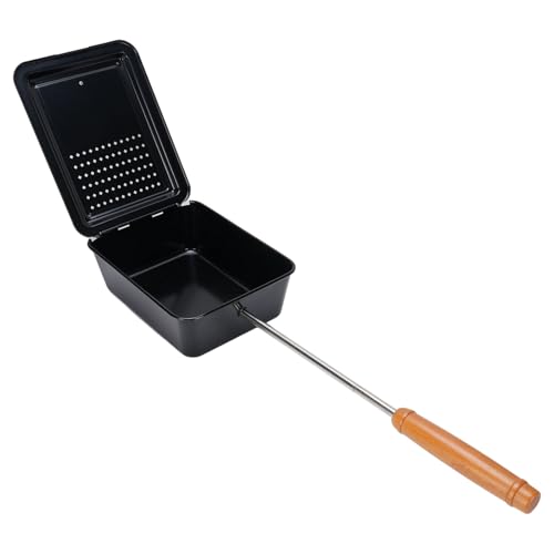 NIZUUONE Kopetop Popcorn Maker mit Holzgriff, Eisen -Popcorn -Grillschale für Gleichmäßige Heizung, Kompaktes Handbuch für Camping -Garten -Snacks ‌ von NIZUUONE