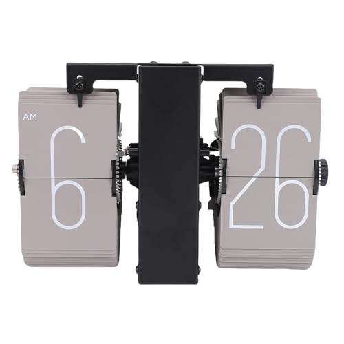 NIZUUONE Retro Flip Deskuhr, Vintage Auto Fliping Page Mechanical Flip Clock mit Zeitlicher Erinnerung, Batteriebetriebener Interner Zahnrad, die für Home Office Tabletop Decor Betrieben (GREY) von NIZUUONE
