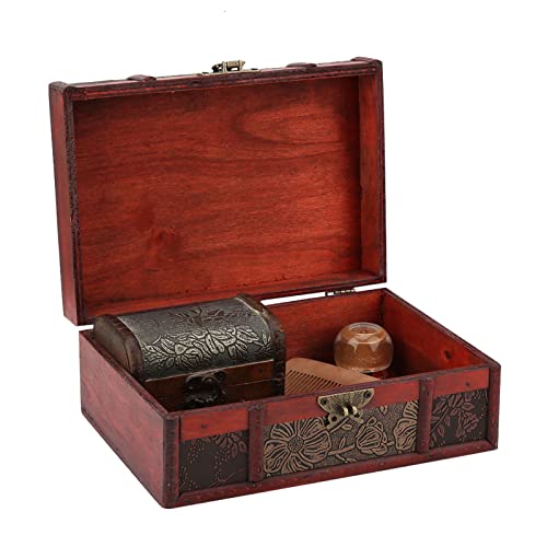 Vintage Holz-Aufbewahrungsbox, Kleine Größe, Buch-Schmuck-Aufbewahrungsbox, Organizer, Chinesischer Stil, Stempel (mit Schloss) von NIZUUONE
