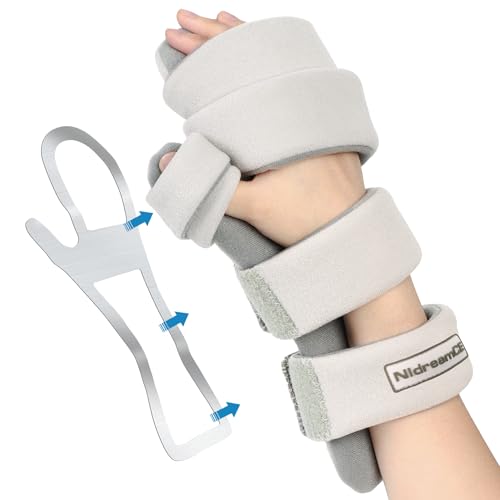 NIdreamCE Handschiene kapaltunnelschiene Handgelenkstütze Nacht Unterstützung for Handgelenk Sehnenscheidenentzündung, Schlaganfall Hand, Handgelenksfraktur, Arthritis, Linke Hand, (Rechts) von NIdreamCE