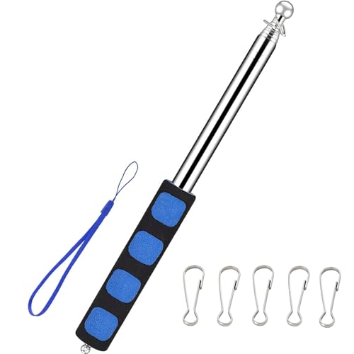 NIhtian Teleskop-Fahnenmast, Hand-Teleskopstange, ausziehbarer Fahnenmast, Teleskop-Fahnenmast Festival, tragbarer Fahnenmast für Tourguide Lehre (blau) von NIhtian