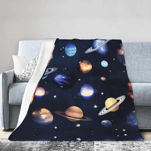 NImongt Atmungsaktive Flanelldecke, Motiv: Planeten, Sterne und Milchstraße, leicht, hautfreundlich, für Bett NImongt Atmungsaktive Flanelldecke, Motiv: Planeten, Sterne und Milchstraße, leicht, hautfreundlich, für Bett von NImongt