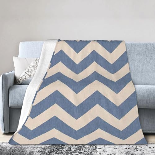 NImongt Atmungsaktive Flanelldecke, gestreift, leicht, hautfreundlich, für Bett, Blau / Beige von NImongt