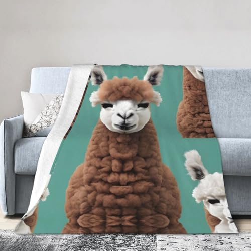NImongt Atmungsaktive Flanelldecke mit Alpaka-Lama-Druck, leicht, hautfreundlich, konditionierende Decke für Bett NImongt Atmungsaktive Flanelldecke mit Alpaka-Lama-Druck, leicht, hautfreundlich, konditionierende Decke für Bett von NImongt