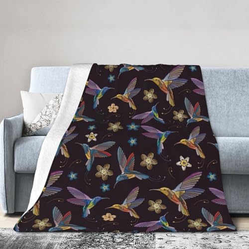NImongt Atmungsaktive Flanelldecke mit Blumen-Kolibri-Stickerei, leicht, hautfreundlich, konditionierende Decke für Bett NImongt Atmungsaktive Flanelldecke mit Blumen-Kolibri-Stickerei, leicht, hautfreundlich, konditionierende Decke für Bett von NImongt