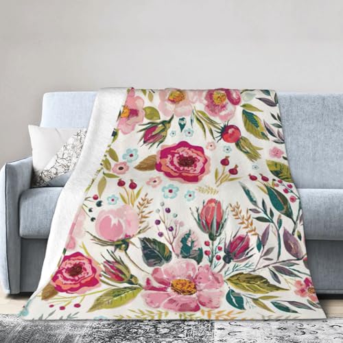 NImongt Atmungsaktive Flanelldecke mit Blumenblatt-Druck, leicht, hautfreundlich, konditionierende Decke für Bett NImongt Atmungsaktive Flanelldecke mit Blumenblatt-Druck, leicht, hautfreundlich, konditionierende Decke für Bett von NImongt
