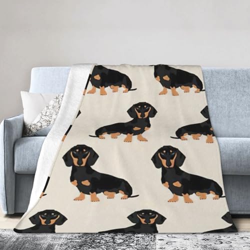 NImongt Atmungsaktive Flanelldecke mit Dackel-Motiv, leicht, hautfreundlich, konditionierende Decke für Bett von NImongt