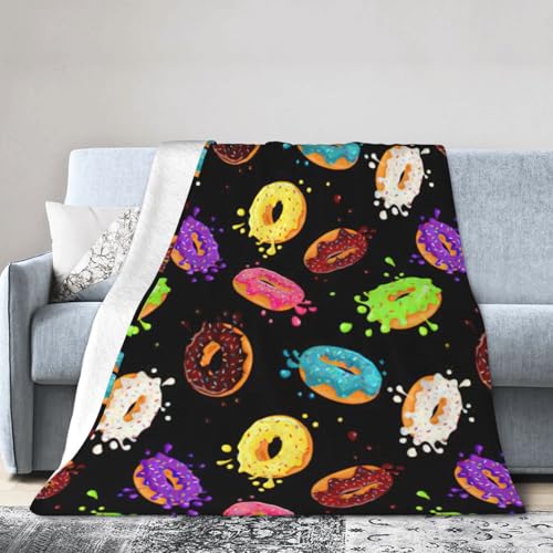 NImongt Atmungsaktive Flanelldecke mit Donut-Druck, leicht, hautfreundlich, konditionierende Decke für Bett von NImongt