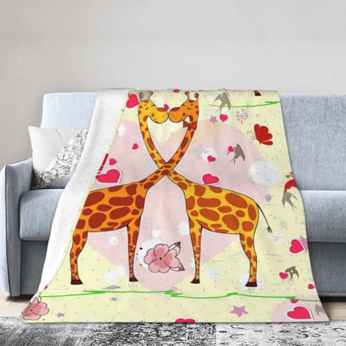 NImongt Atmungsaktive Flanelldecke mit Giraffenmotiv, Herz, Blume, Schmetterling, leicht, hautfreundlich, für Bett NImongt Atmungsaktive Flanelldecke mit Giraffenmotiv, Herz, Blume, Schmetterling, leicht, hautfreundlich, für Bett von NImongt