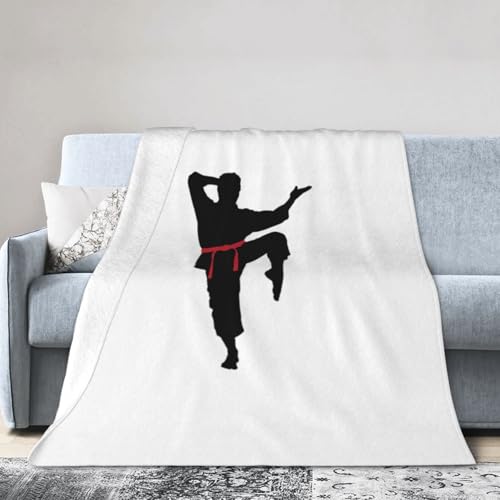 NImongt Atmungsaktive Flanelldecke mit Karate-Motiv, leicht, hautfreundlich, konditionierende Decke für Bett von NImongt