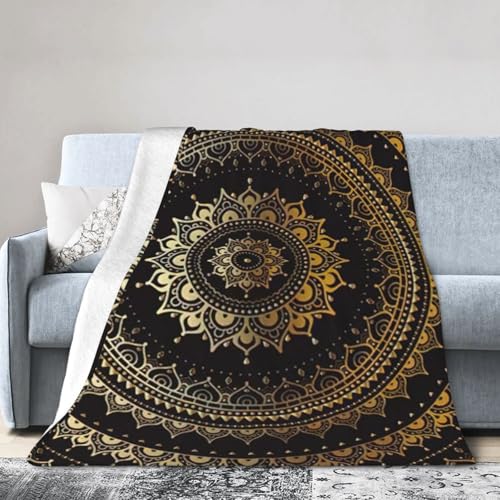 NImongt Atmungsaktive Flanelldecke mit Mandala-Druck, leicht, hautfreundlich, konditionierende Decke für Bett von NImongt
