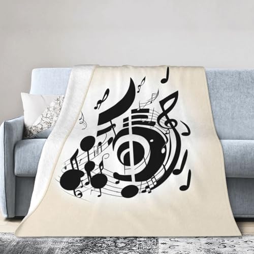 NImongt Atmungsaktive Flanelldecke mit Musiknoten-Druck, leicht, hautfreundlich, konditionierende Decke für Bett von NImongt