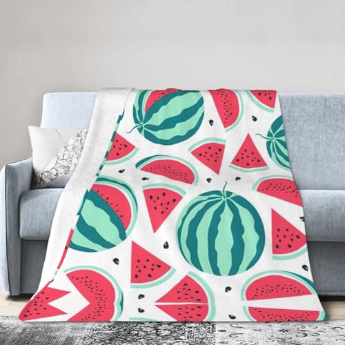NImongt Atmungsaktive Flanelldecke mit Obst-Wassermelonen-Druck, leicht, hautfreundlich, konditionierende Decke für Bett von NImongt