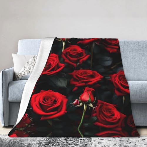 NImongt Atmungsaktive Flanelldecke mit Rosenblüten-Druck, leicht, hautfreundlich, konditionierende Decke für Bett von NImongt