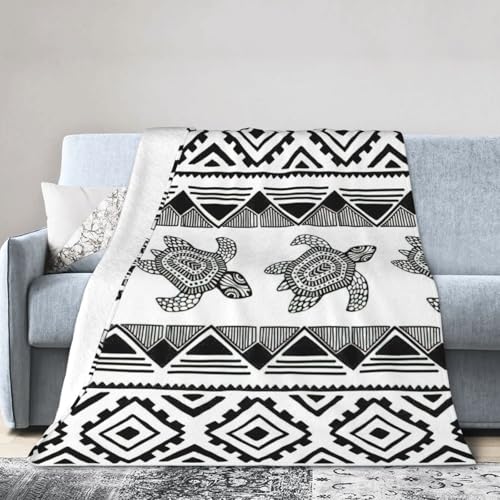 NImongt Atmungsaktive Flanelldecke mit ethnischem Schildkrötenmuster, leicht, hautfreundlich, konditionierende Decke für Bett von NImongt